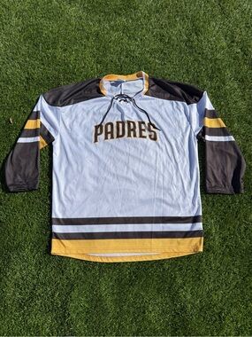 San Diego Padres Hockey-Style Cronenworth Jersey in White, Brown & Gold Size M